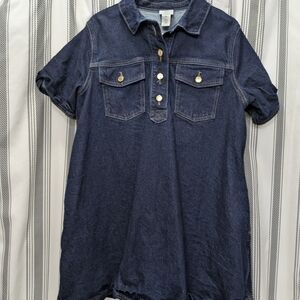 Denim Short Sleeve Shirt Dress